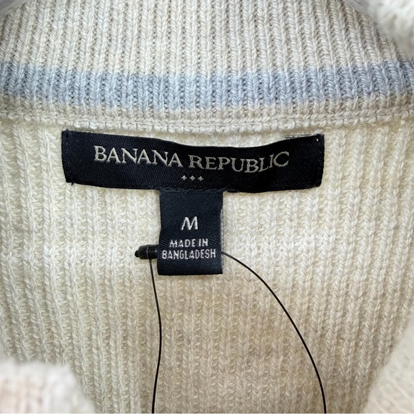 Banana Republic Factory NWT Cotton Zip Cardigan Jacket Ivory Size M - Picture 9 of 12